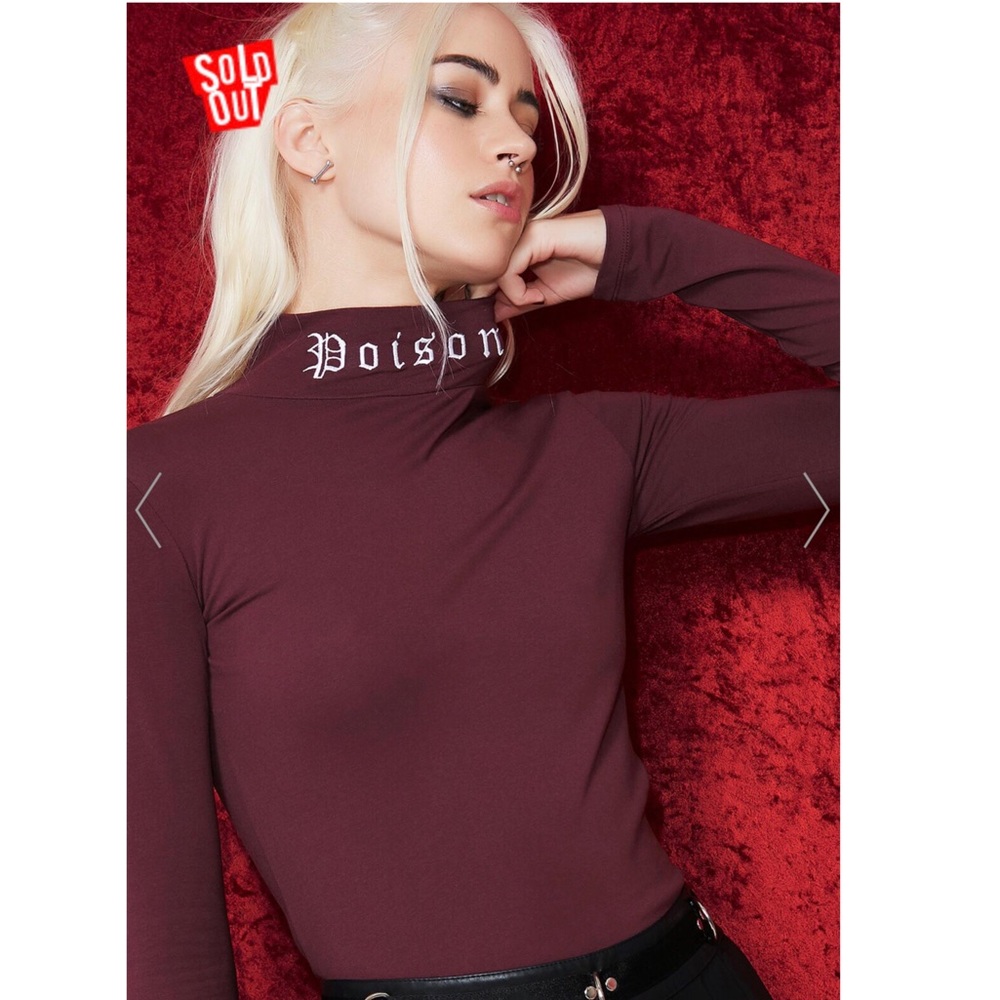 DOLLSKILL CURRENT MOOD Mock Neck Wine Red Top